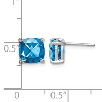 Sterling Silver Rhodium Plated London Blue Topaz Post Earrings view 4