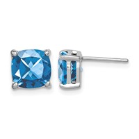 Sterling Silver Rhodium Plated London Blue Topaz Post Earrings view 1