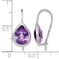 Sterling Silver Rhodium Plated Amethyst Teardrop Dangle Earrings view 4