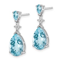Sterling Silver Rhodium Plated Blue and White Topaz Earrings view 2