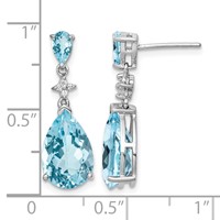 Sterling Silver Rhodium Plated Blue and White Topaz Earrings view 4