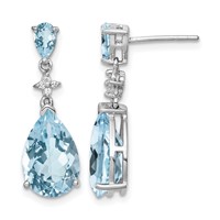 Sterling Silver Rhodium Plated Blue and White Topaz Earrings view 1