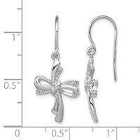 Sterling Silver Rhodium Plated Diamond Cross Dangle Earrings view 4