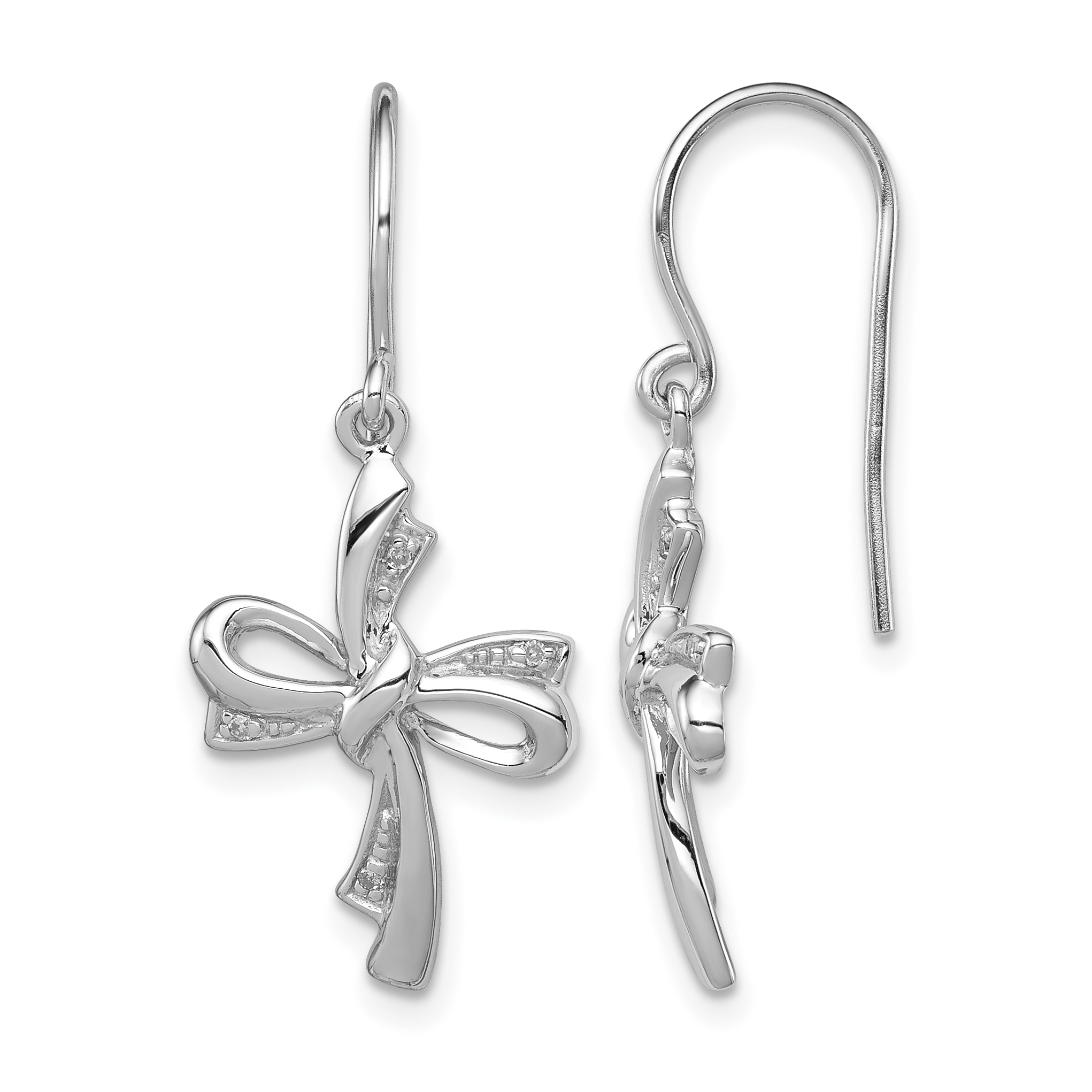 Sterling Silver Rhodium Plated Diamond Cross Dangle Earrings (QE10462)