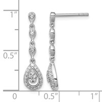 Sterling Silver Rhodium & Diam. Teardrop Post Dangle Earrings view 4