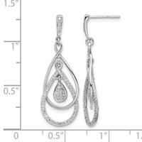 Sterling Silver Rhodium Plated Diamond Post Dangle Earrings view 4