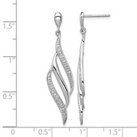 Sterling Silver Rhodium Plated Diamond Swirl Post Dangle Earrings view 4