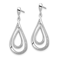 Sterling Silver Rhodium Plated Diamond Post Dangle Earrings view 2