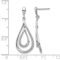 Sterling Silver Rhodium Plated Diamond Post Dangle Earrings view 4