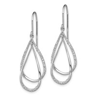 Sterling Silver Rhodium Plated Diamond Dangle Earrings view 2