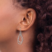 Sterling Silver Rhodium Plated Diamond Dangle Earrings view 3