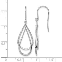 Sterling Silver Rhodium Plated Diamond Dangle Earrings view 4
