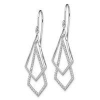 Sterling Silver Rhodium Plated Diamond Dangle Earrings view 2