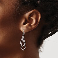 Sterling Silver Rhodium Plated Diamond Dangle Earrings view 3