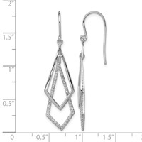 Sterling Silver Rhodium Plated Diamond Dangle Earrings view 4