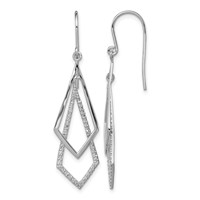 Sterling Silver Rhodium Plated Diamond Dangle Earrings view 1