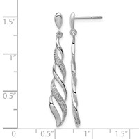 Sterling Silver Rhodium Plated Diamond Swirl Post Dangle Earrings view 4