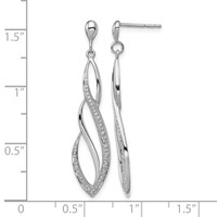 Sterling Silver Rhodium Plated Diamond Swirl Post Dangle Earrings view 4