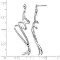 Sterling Silver Rhodium Plated Diamond Swirl Post Dangle Earrings view 2