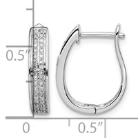 Sterling Silver Rhodium Diam. Oval Hinged Hoop Earrings view 4