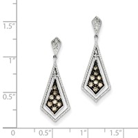Sterling Silver Champagne Diamond Geometric Post Earrings view 2