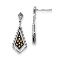 Sterling Silver Champagne Diamond Geometric Post Earrings view 1