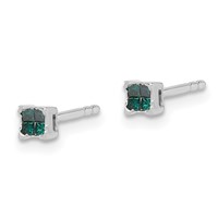 White Night Sterling Silver Rhodium-plated Blue Diamond Post Stud Earrings view 2
