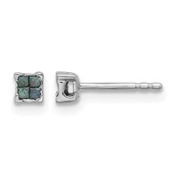 White Night Sterling Silver Rhodium-plated Blue Diamond Post Stud Earrings view 1