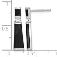 Sterling Silver Rhodium-plated Polished Tapered Onyx Post Drop Earrings view 4