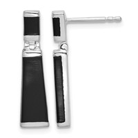 Sterling Silver Rhodium-plated Polished Tapered Onyx Post Drop Earrings view 1