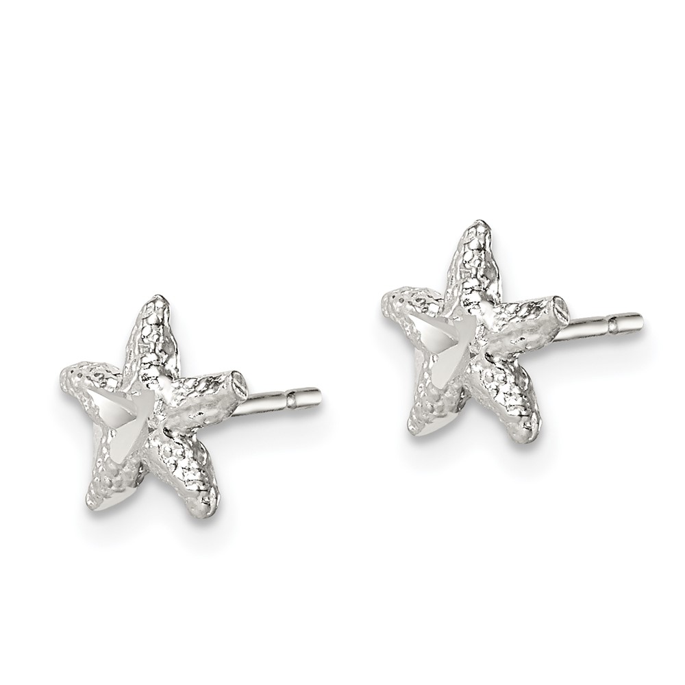 Sterling Silver Starfish Mini Earrings with D/C Center (QE108)