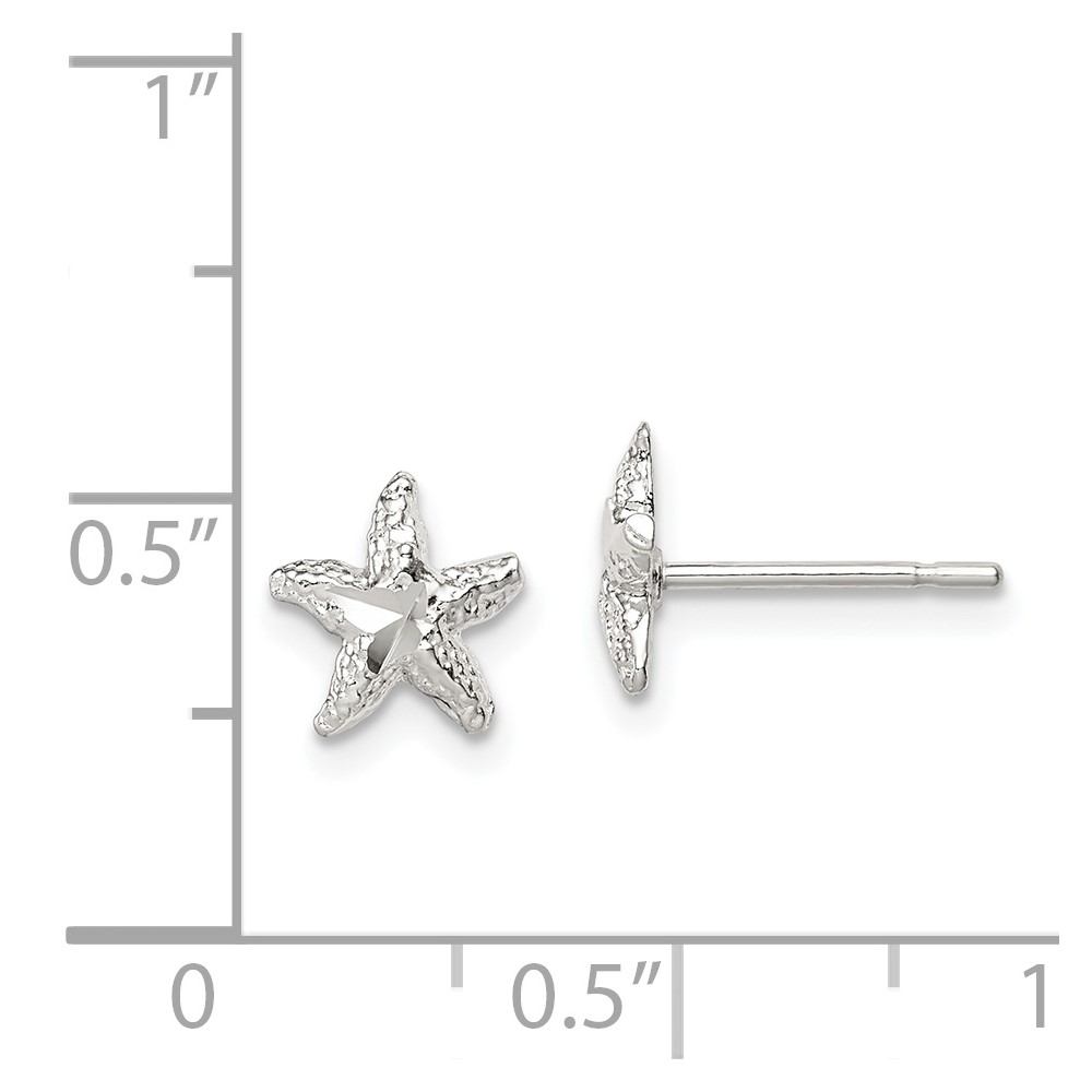 Sterling Silver Starfish Mini Earrings with D/C Center (QE108)
