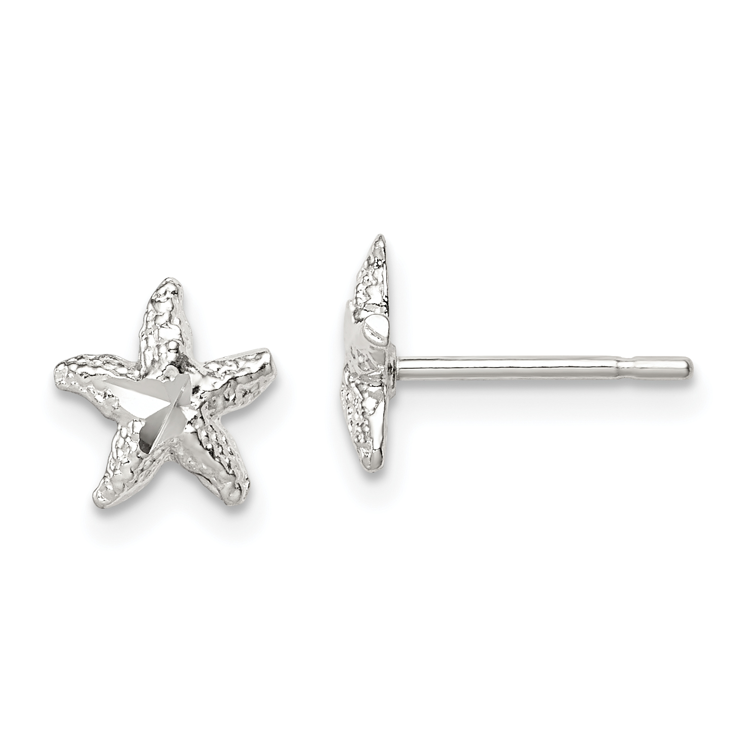 Sterling Silver Starfish Mini Earrings with D/C Center (QE108)