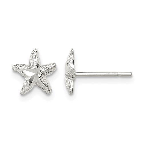 Sterling Silver Starfish Mini Earrings with D C Center
