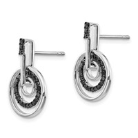 White Night Sterling Silver Rhodium-plated Black Diamond Post Earrings view 2