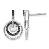 White Night Sterling Silver Rhodium-plated Black Diamond Post Earrings view 1