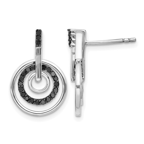White Night Sterling Silver Rhodium-plated Black Diamond Post Earrings