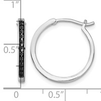 White Night Sterling Silver Rhodium-plated Black Diamond Hoop Earrings view 4