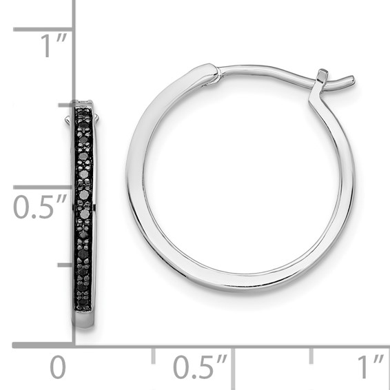 White Night Silver and Diamond Hoop Earrings