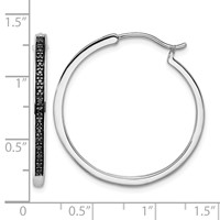 White Night Sterling Silver Rhodium-plated Black Diamond Hoop Earrings view 4