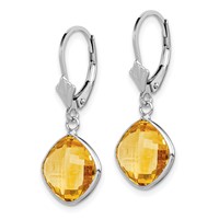 Sterling Silver Rhodium-plated Citrine Dangle Lever Back Earrings view 2
