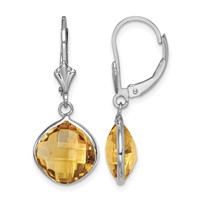 Sterling Silver Rhodium-plated Citrine Dangle Lever Back Earrings view 1