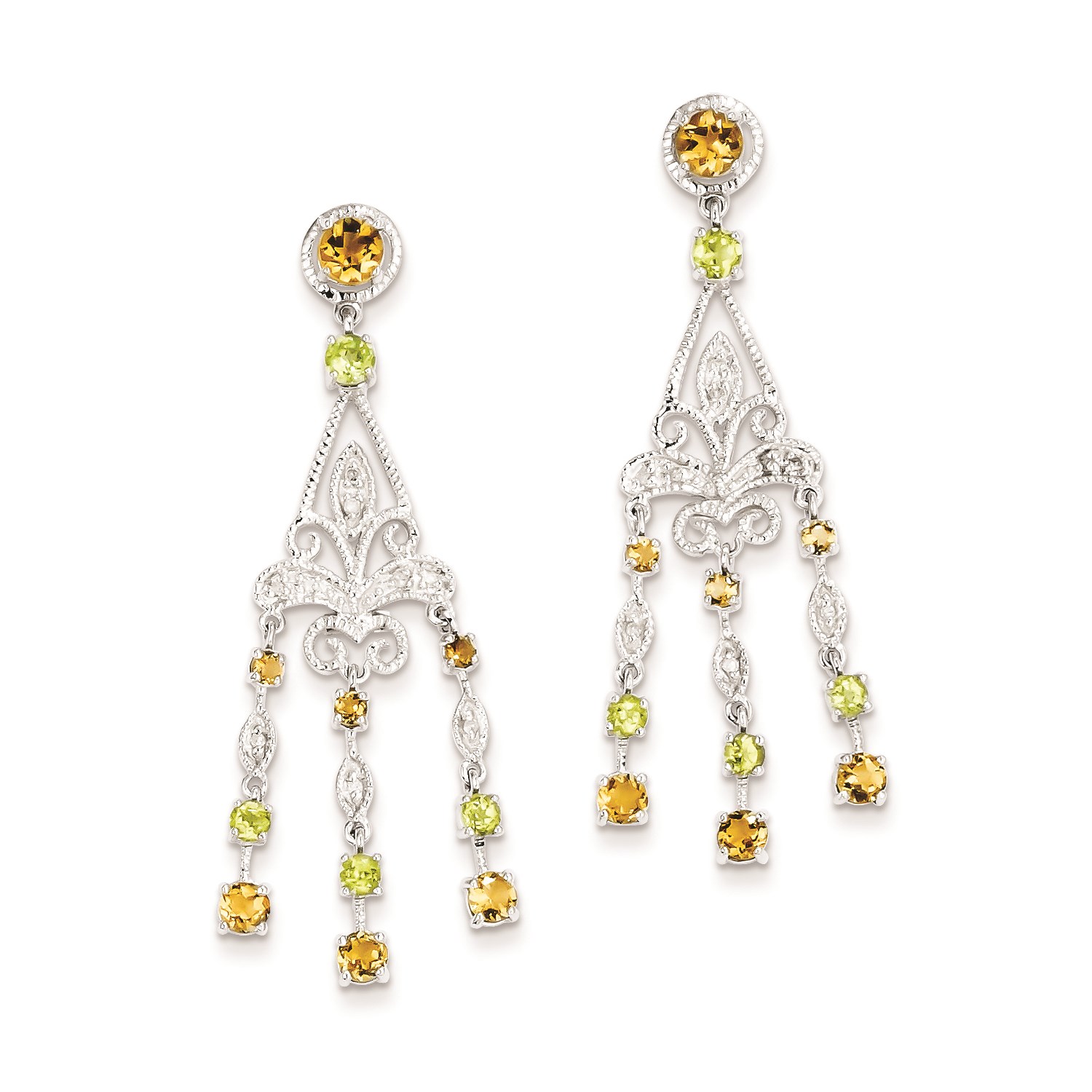 Sterling Silver Citrine Peridot Dangle Earrings 1 8in X 0 4in Ebay Image Is Loading Sterling Silver Citrine Amp Peridot Dangle Earrings 1