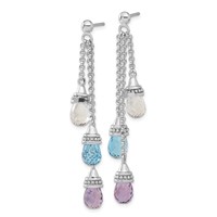 Sterling Silver Amethyst and Blue & White Topaz Dangle Earrings view 2