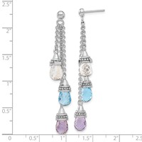 Sterling Silver Amethyst and Blue & White Topaz Dangle Earrings view 3