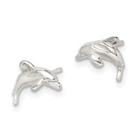 Sterling Silver Polished Dolphin Post Earrings view 2