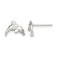 Sterling Silver Polished Dolphin Post Earrings view 1