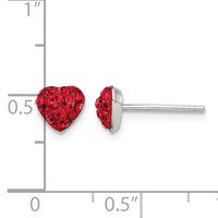 Sterling Silver Red Preciosa Crystal Heart Post Earrings view 4