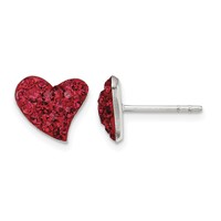 Sterling Silver Rhodium-plated Red Preciosa Crystal Heart Post Earrings view 1