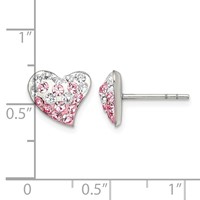 Sterling Silver Rhod-pltd Pink White Preciosa Crystal Heart Post Earrings view 4